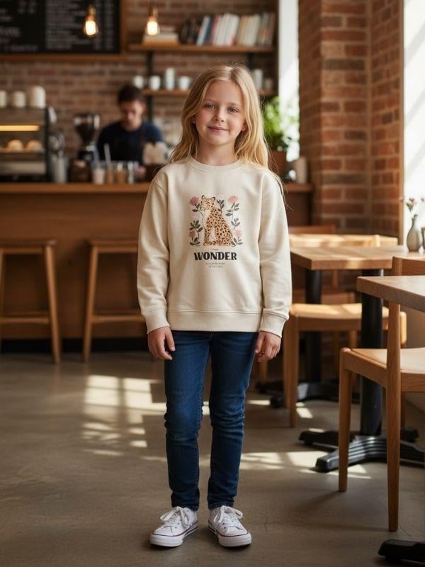 Kız Çocuk Leopar Desenli Sweatshirt