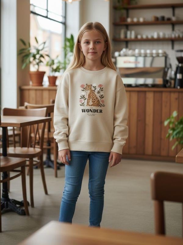 Kız Çocuk Leopar Desenli Sweatshirt
