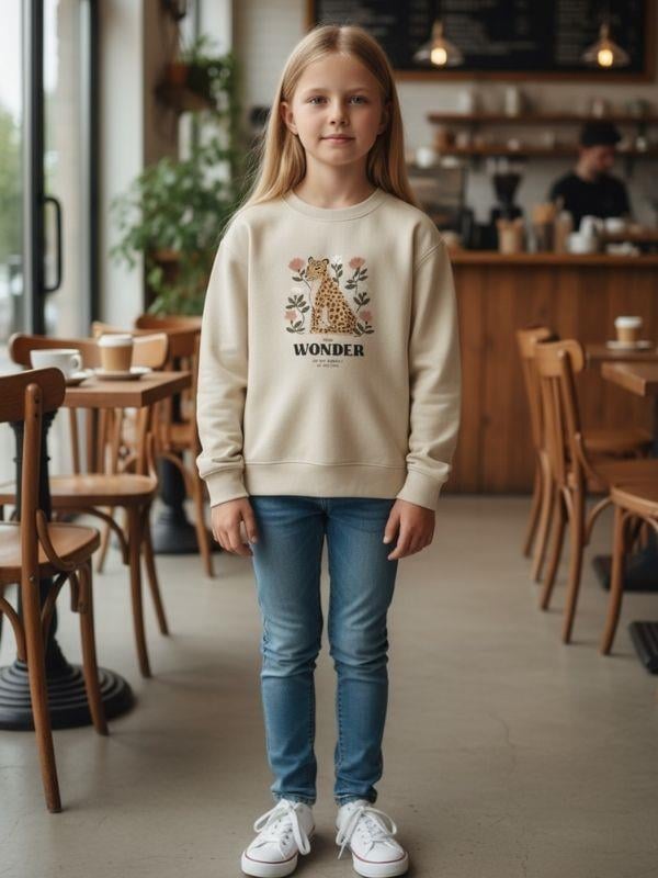 Kız Çocuk Leopar Desenli Sweatshirt