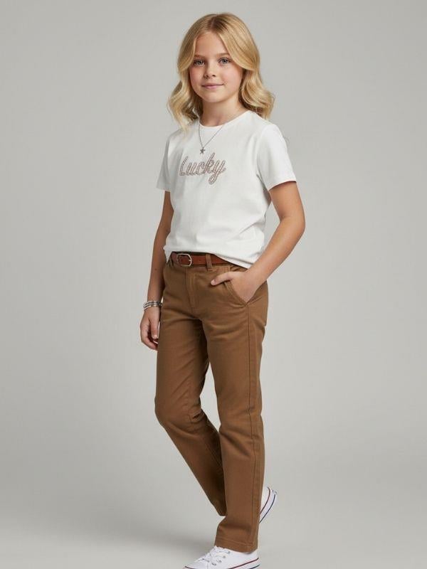 Kız Çocuk Lucky Baskılı Pamuklu T-shirt