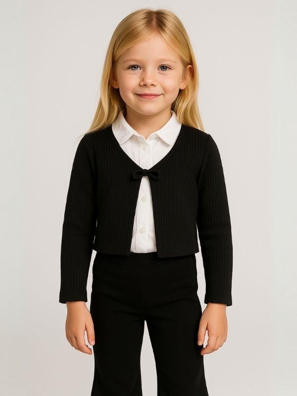 Kız Çocuk Mevsimlik Örme Bağlamalı Hırka