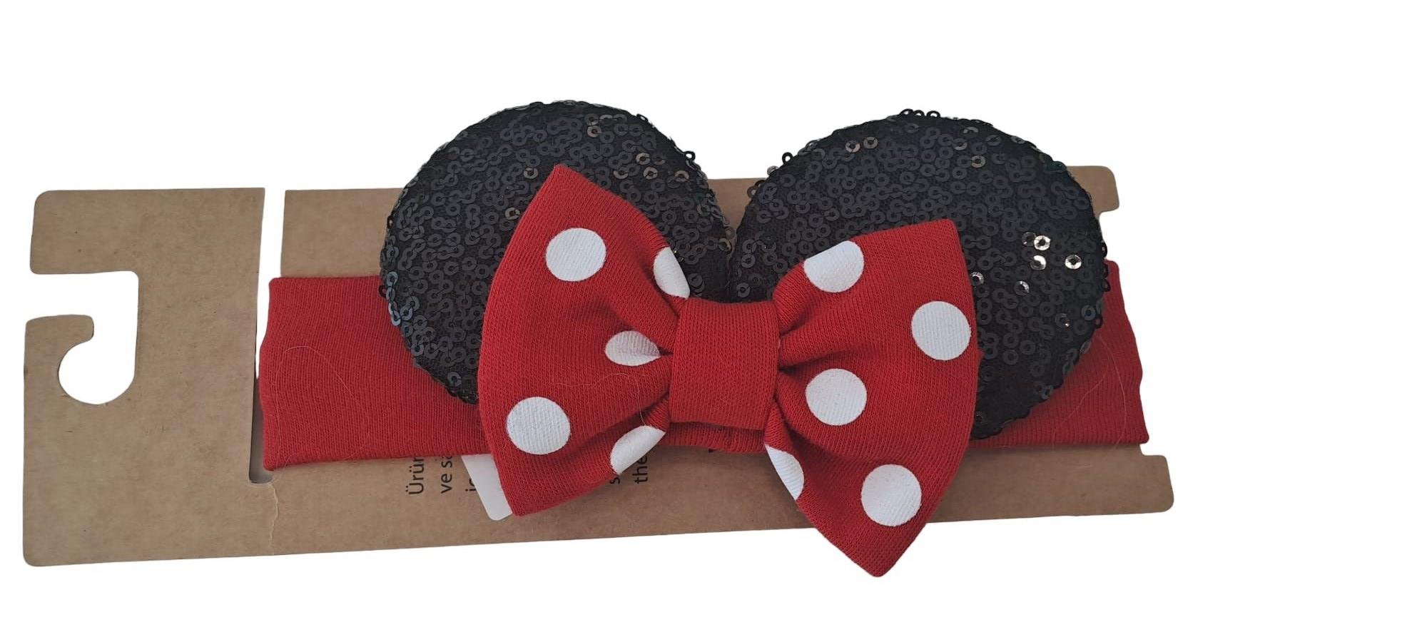 Kız Çocuk Miny Pullu Kırmızı Saç Bandı Kulak Tutucu