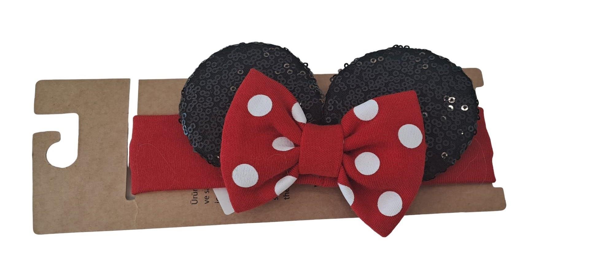 Kız Çocuk Miny Pullu Kırmızı Saç Bandı Kulak Tutucu