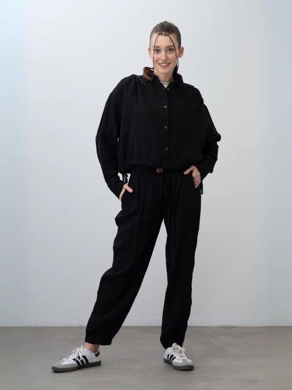 Kız Çocuk Müslin Kumaş Gömlek Pantolon Takım