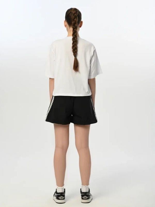 Kız Çocuk Nakışlı Oversize Tasarım Şort Takım