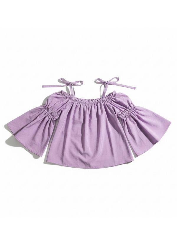 Kız Çocuk Omuzları Dekolteli İspanyol Kol Pantolonlu Takım