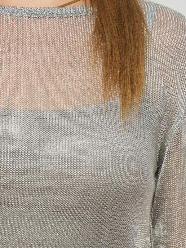 Kız Çocuk Örme File Simli Tasarım Bluz