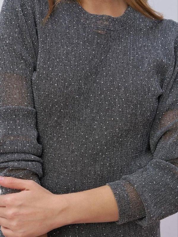 Kız Çocuk Örme File Taşlı Bluz