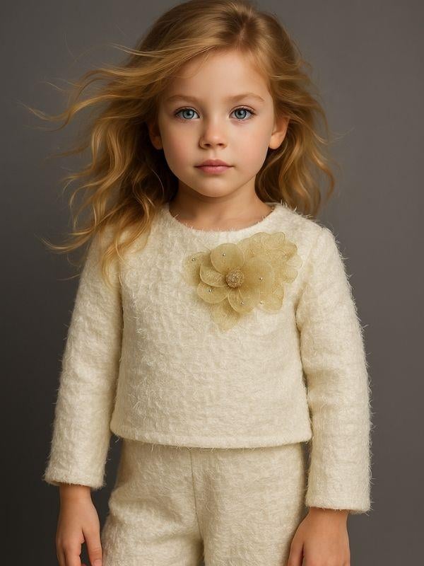 Kız Çocuk Örme Yumuşak Dokulu Şık Pantolonlu Takım