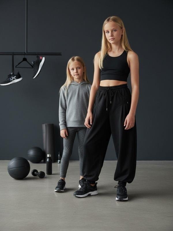 Kız Çocuk Oversize Şalvar Kesim Pileli Tasarım Eşofman Altı