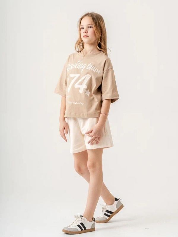 Kız Çocuk Pamuklu 74 Yazılı Şortlu Takım