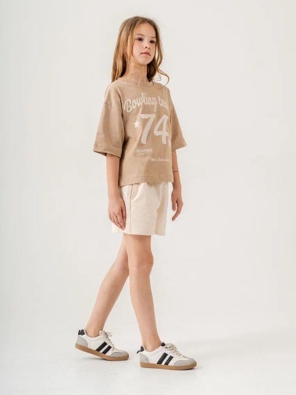 Kız Çocuk Pamuklu 74 Yazılı Şortlu Takım