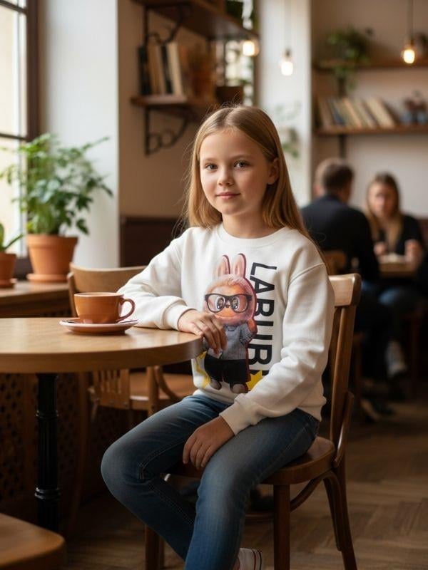 Kız Çocuk Pamuklu Baskılı Karakter Baskılı Tasarım Sweatshirt