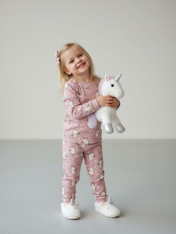 Kız Çocuk Pamuklu Baskılı Pijama Takımı