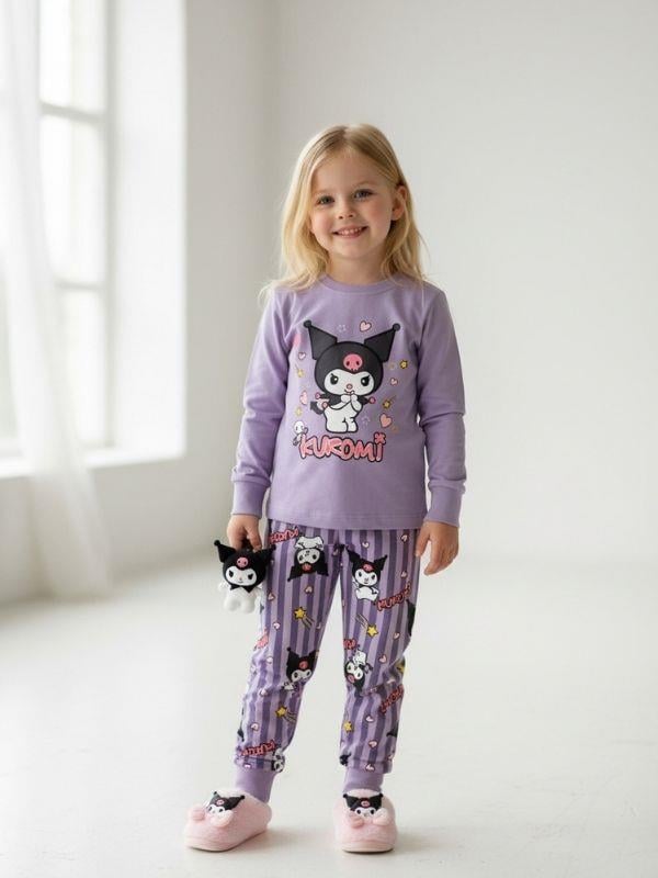 Kız Çocuk Pamuklu Baskılı Pijama Takımı