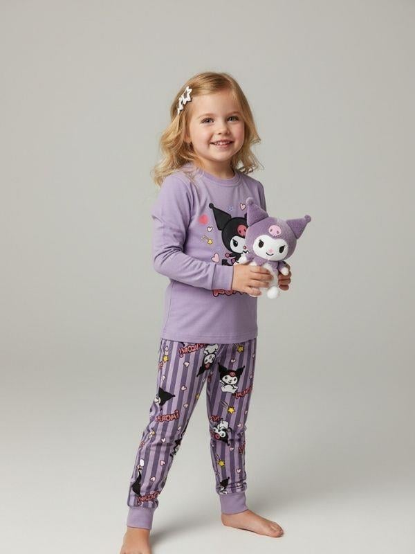 Kız Çocuk Pamuklu Baskılı Pijama Takımı