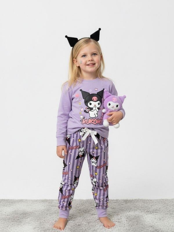 Kız Çocuk Pamuklu Baskılı Pijama Takımı