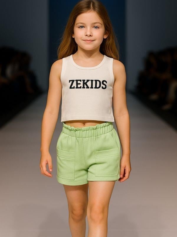 Kız Çocuk Pamuklu Bel Lastikli Şort