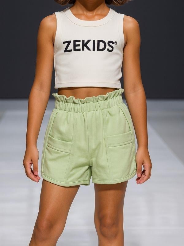 Kız Çocuk Pamuklu Bel Lastikli Şort