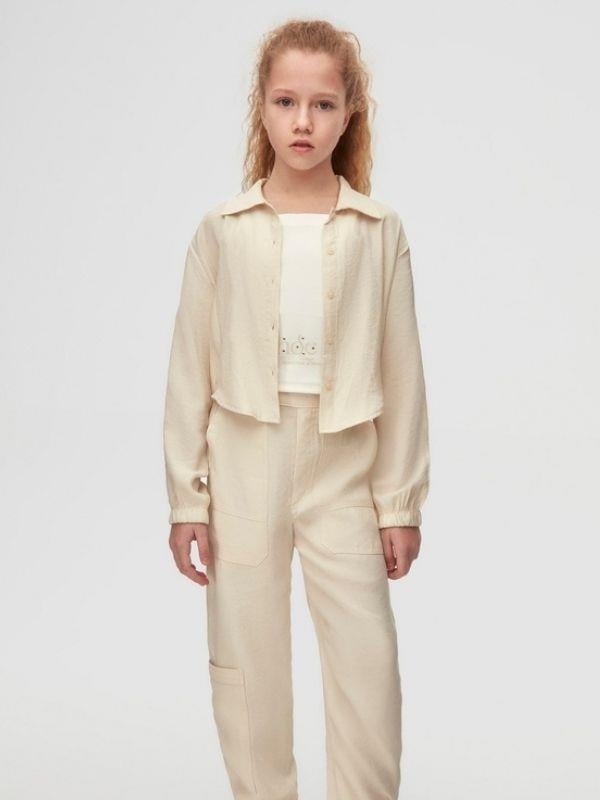 Kız Çocuk Pamuklu Bol Kesim Uzun Kol Gömlek