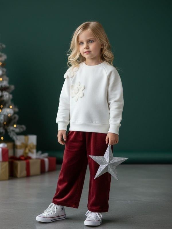 Kız Çocuk Pamuklu Boncuklu Sweatshirt