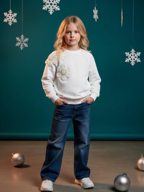 Kız Çocuk Pamuklu Boncuklu Sweatshirt