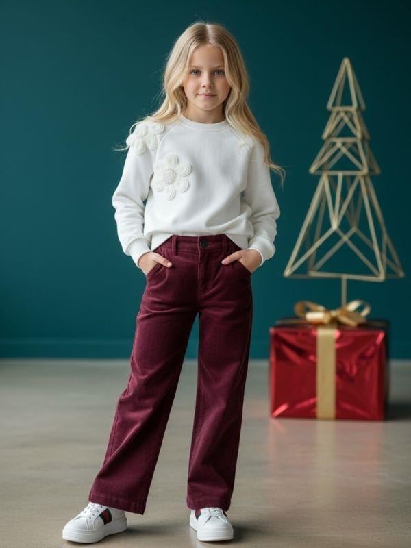 Kız Çocuk Pamuklu Boncuklu Sweatshirt