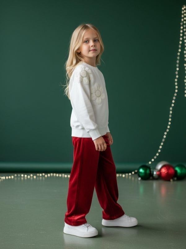 Kız Çocuk Pamuklu Boncuklu Sweatshirt