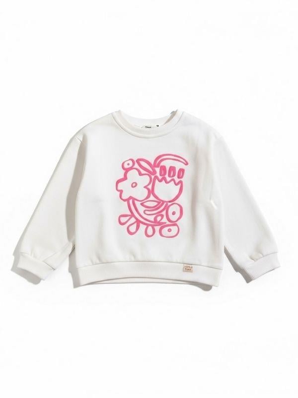 Kız Çocuk Pamuklu Çiçek Desenli Sweatshirt