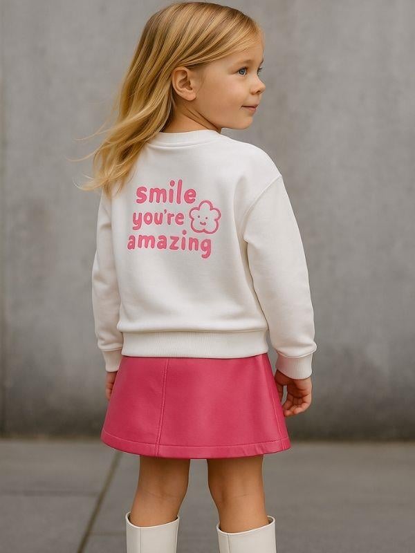 Kız Çocuk Pamuklu Çiçek Desenli Sweatshirt