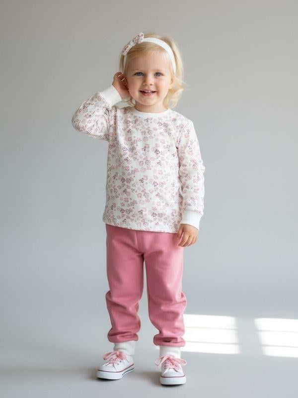 Kız Çocuk Pamuklu Çiçek Desenli Yumuşak Dokulu Pijama Takımı