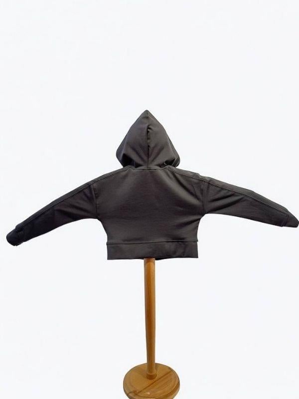 Kız Çocuk Pamuklu Crop Fermuarlı Kapuşonlu Hırka