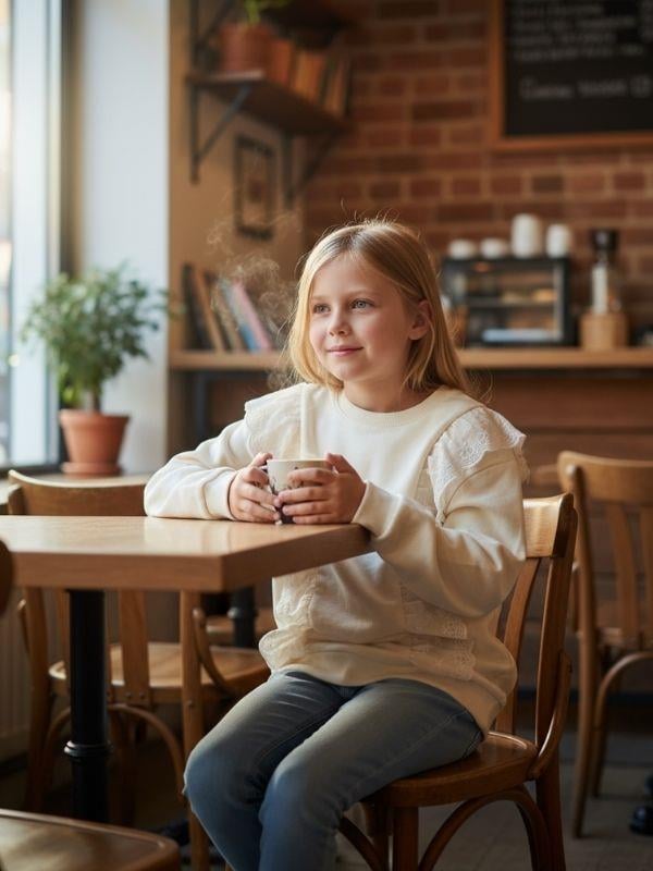 Kız Çocuk Pamuklu Dantel Detaylı Sweatshirt