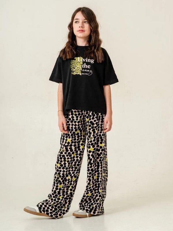 Kız Çocuk Pamuklu Desenli Pantolonlu Takım