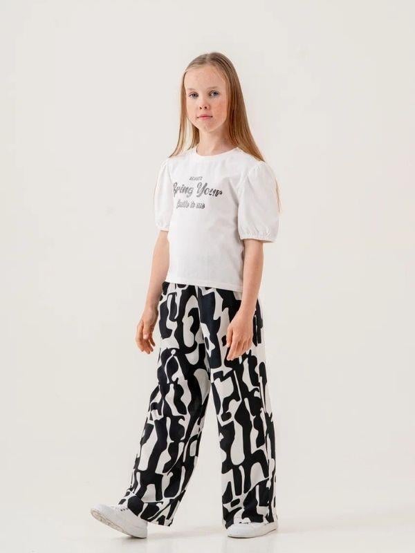 Kız Çocuk Pamuklu Desenli Pantolonlu Takım