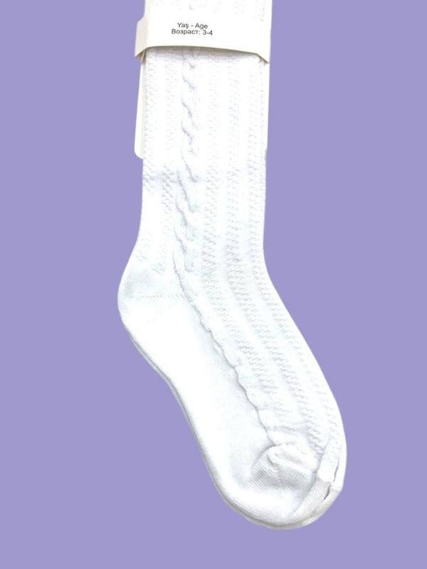 Kız Çocuk Pamuklu Diz Altı Fiyonklu Çorap