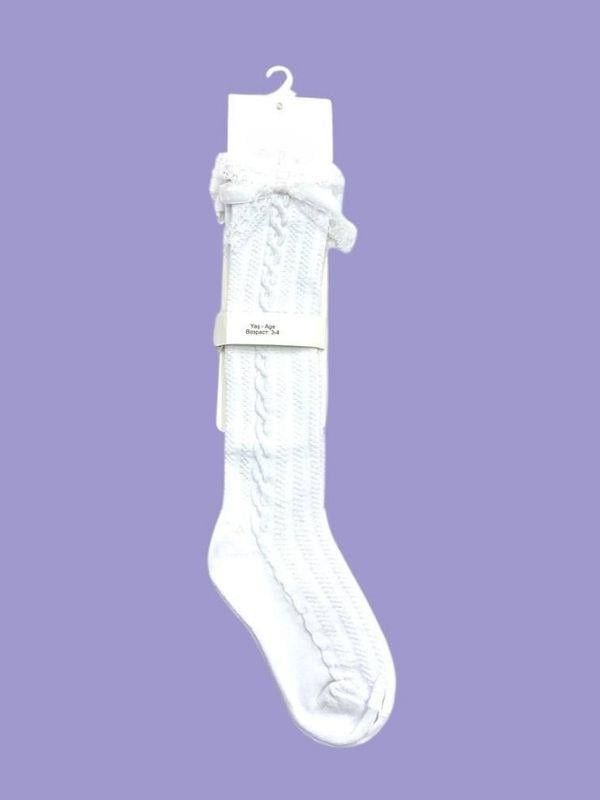 Kız Çocuk Pamuklu Diz Altı Fiyonklu Çorap