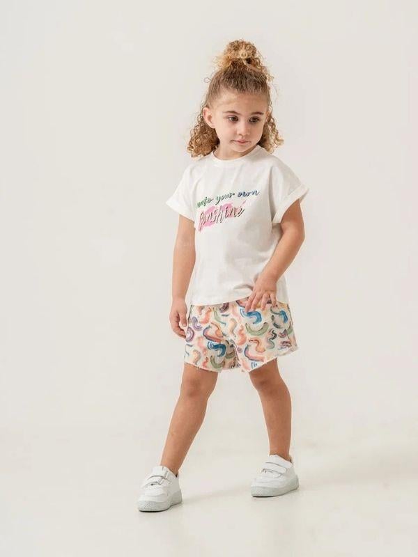 Kız Çocuk Pamuklu Dokuma Şort T-shirt Takım