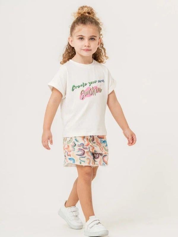 Kız Çocuk Pamuklu Dokuma Şort T-shirt Takım