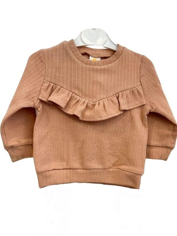 Kız Çocuk Pamuklu Fırfır Detaylı Taytlı Takım