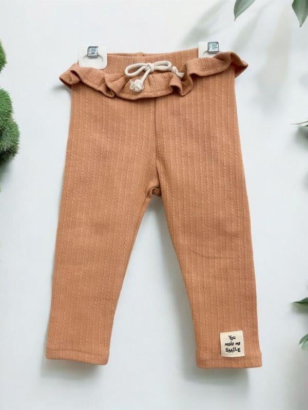 Kız Çocuk Pamuklu Fırfır Detaylı Taytlı Takım