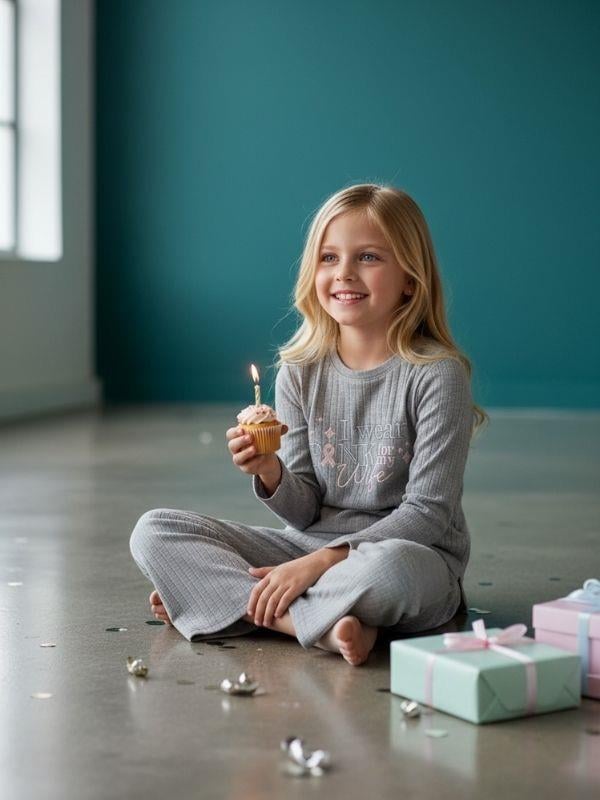 Kız Çocuk Pamuklu Fitilli Eşofman Takım