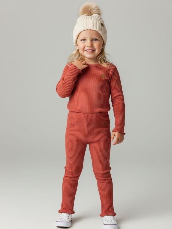 Kız Çocuk Pamuklu Fitilli İnce Tayt