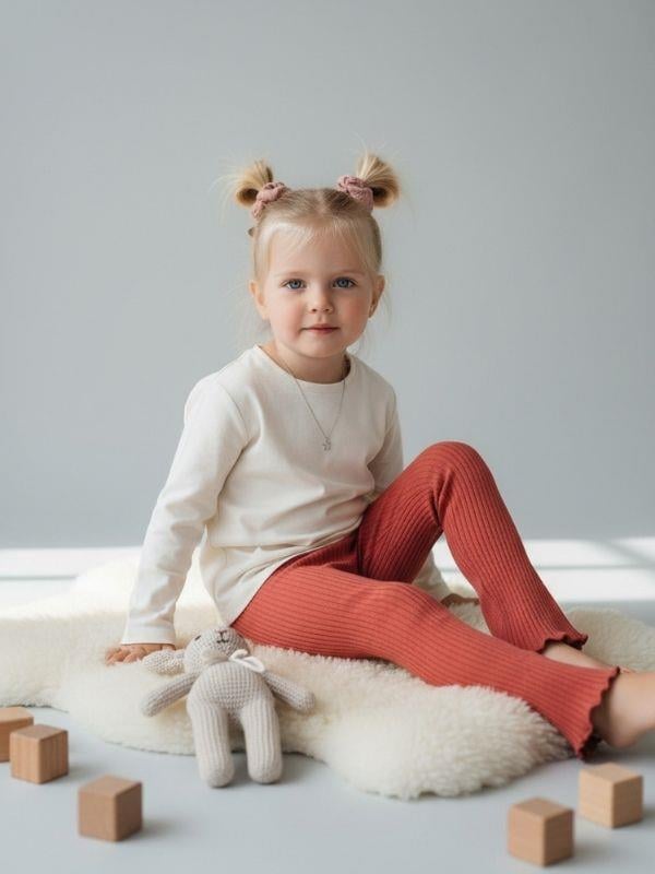 Kız Çocuk Pamuklu Fitilli İnce Tayt