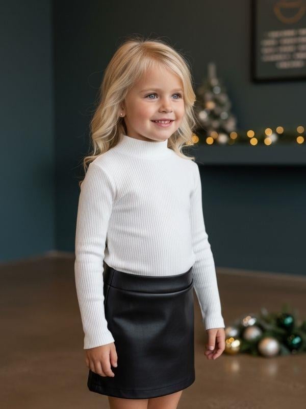 Kız Çocuk Pamuklu Fitilli Yarım Balıkçı Bluz