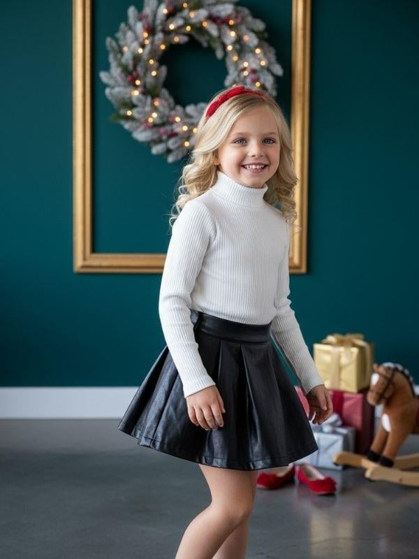 Kız Çocuk Pamuklu Fitilli Yarım Balıkçı Bluz