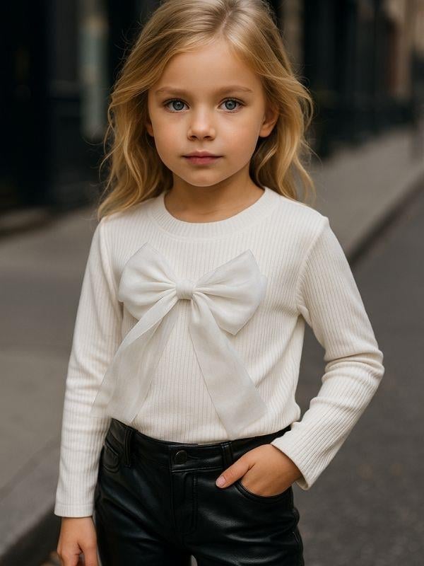 Kız Çocuk Pamuklu Fiyonklu Bluz