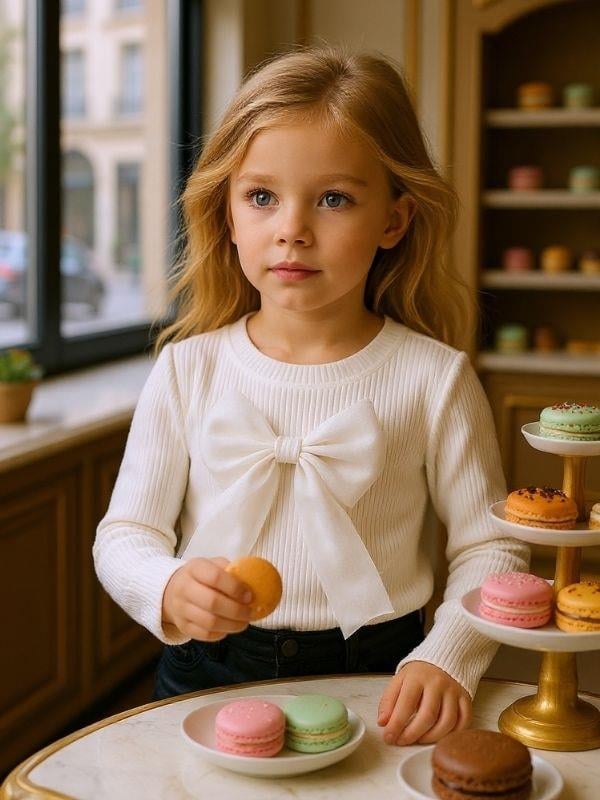 Kız Çocuk Pamuklu Fiyonklu Bluz