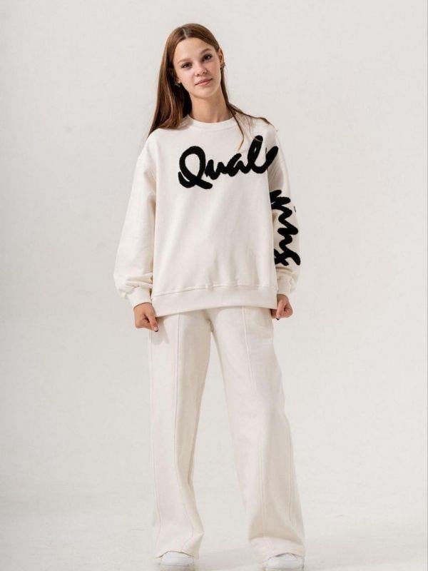 Kız Çocuk Pamuklu Geniş Paçalı Oversize Tasarım  Eşofman Alt