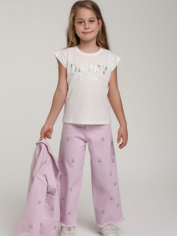 Kız Çocuk Pamuklu Happy Pul İşlemeli Tshirt